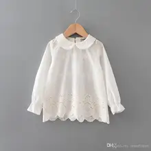 New Sweet Kids Girls Lace Embroidery Tees Long Sleeve Fall Winter Ruffles Blouse Fashion Princess Tops