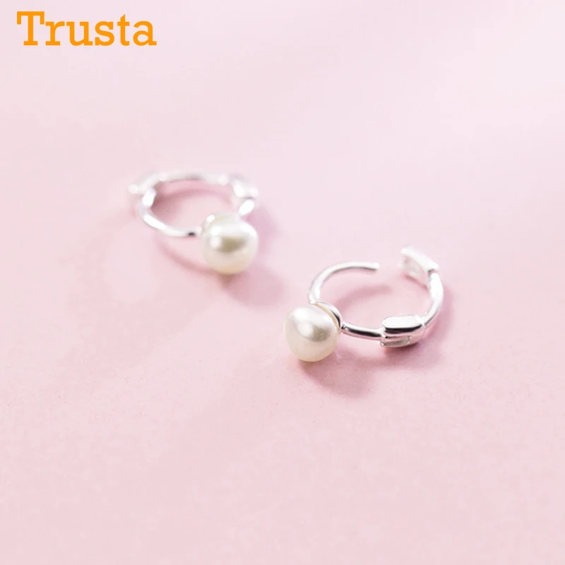 

Trusta 100% 925 Sterling Silver Artificial Pearls Geometric Ear Cuff Clip On Earring For Women Girl Piercing Jewelry DS1177