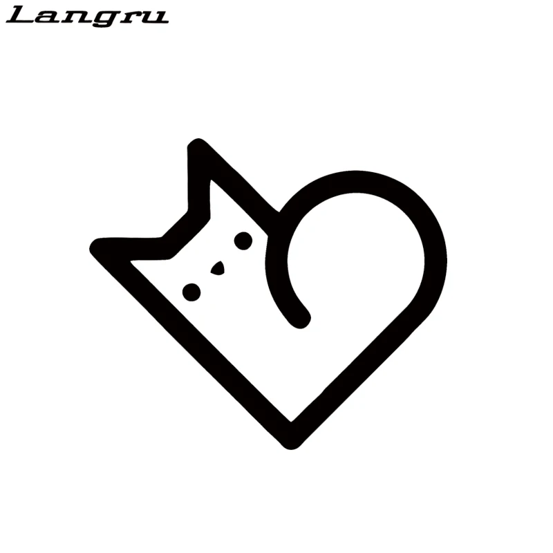 Langru I Love My Cat белая виниловая наклейка на окно автомобиля Наклейка сердце милый