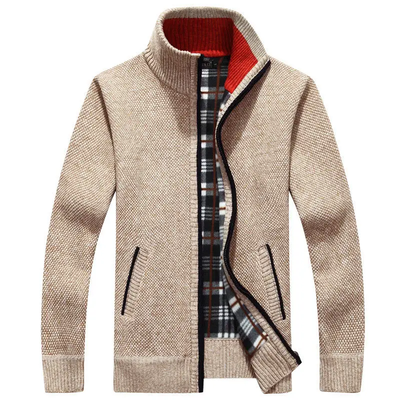 Мужская куртка осень зима теплый кашемировый шерстяной жакет на молнии пуловер мужской повседневный вязаный свитер пальто размера плюс M-4XL