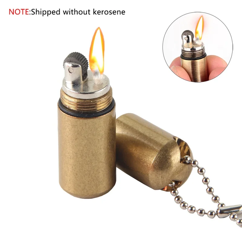 

Lighters Mini Compact Kerosene Lighter Waterproof Capsule Gasoline Lighter Inflated KeyChain Outdoor Tools