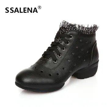 

Women Modern Square Latin Tango Dance Shoes Female Lace Up Leather Mesh Dancing Shoes Ladies Breathable Dance Sneakers AA60381