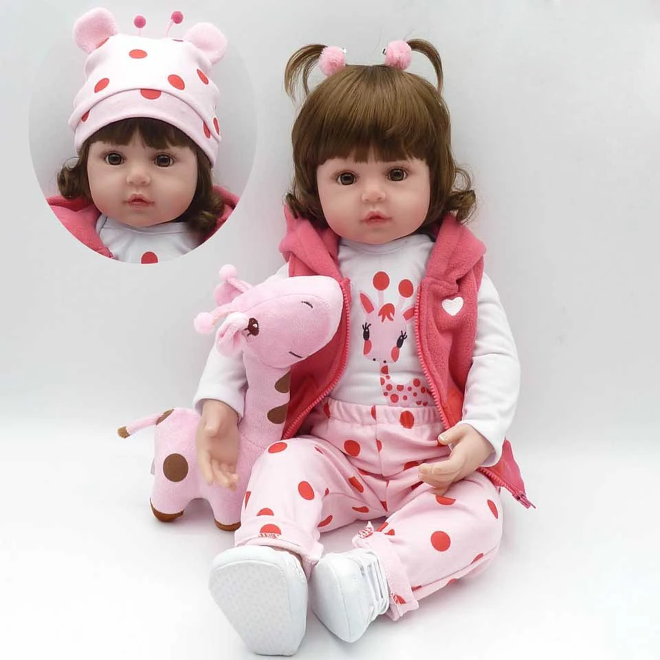 

KEIUMI 24'' Curls Reborn Silicone Baby Dolls Realistic Reborn Menina Boneca Stuffed Doll For Mother and Kids Birthday Gift