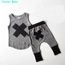 Humor Bear 2016 baby Boys girls clothes Casual Clothing Sets Children s Suit sleeveless Blouse Haroun