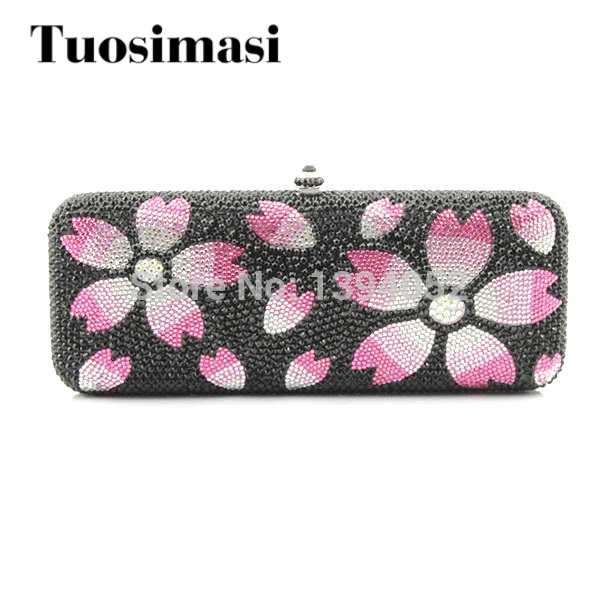 

Elegant Lotus Pattern Handmde Ladies Crystal Evening Clutch Bag Flower Pattern Women Bags