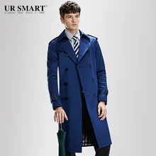 Звезда завтрашнего дня УРСМАРТ супер длинные погодостойкие двубортные мужские ветровки стиль Британский мужской Тренч