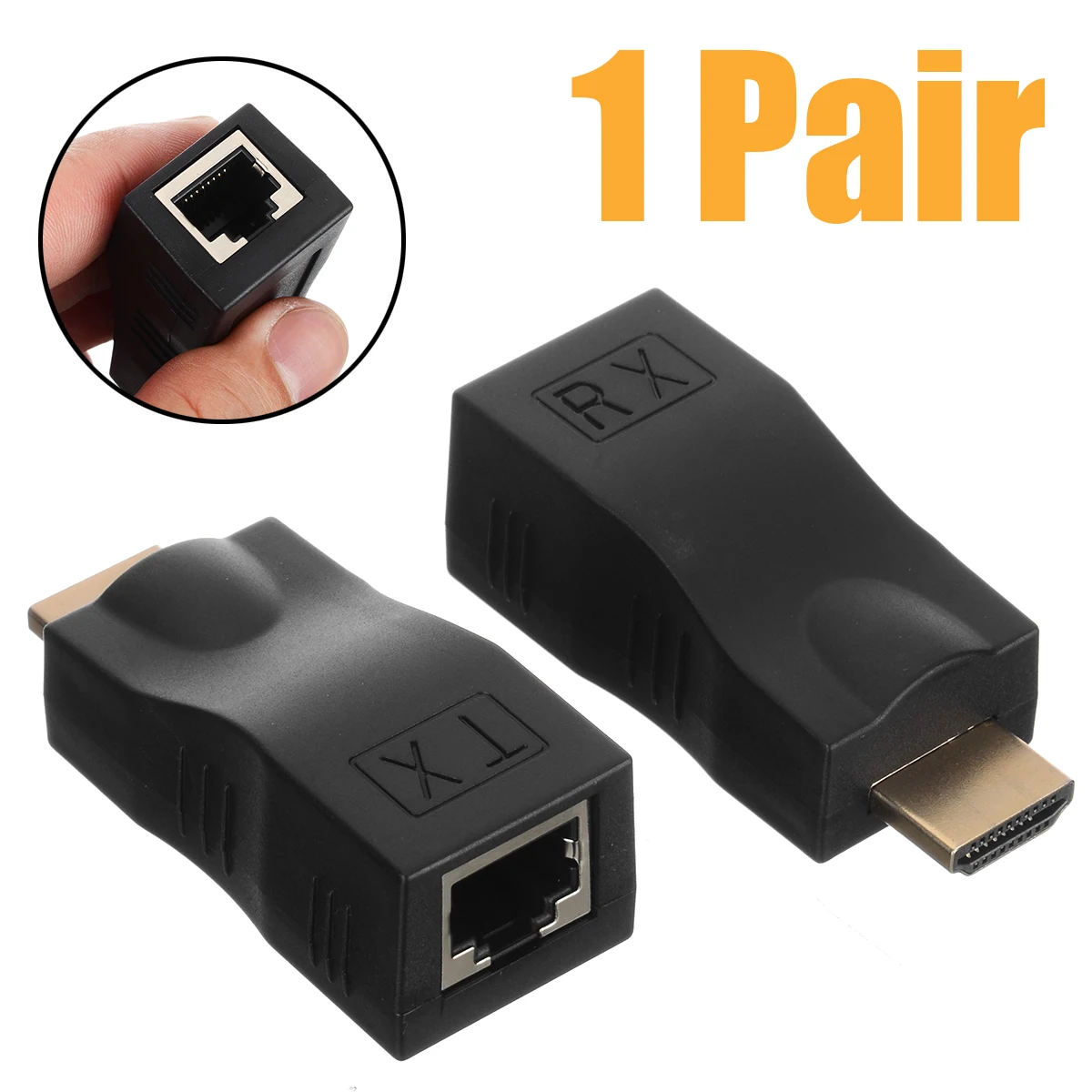 

1Pair HDMI Extender Transmitter TX RX HDMI to RJ45 Network LAN Ethernet Adapter 1080P Over Cat 5e Cat 6 RJ45 Ethernet Cables