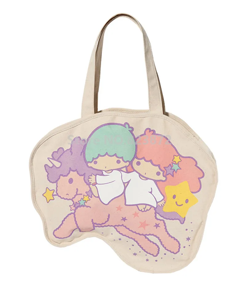 Милые маленькие Две звезды сумки на плечо Kawaii Женская Холщовая Сумка Большие сумки повседневная женская сумка-шоппер