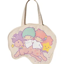 Милые маленькие Две звезды сумки на плечо Kawaii Женская Холщовая Сумка Большие сумки повседневная женская сумка-шоппер