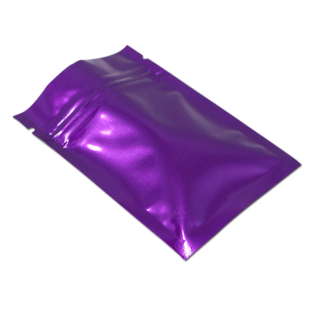 100Pcs Purple Mylar Foil Retail Food Storage Zipper Package Bag Heat