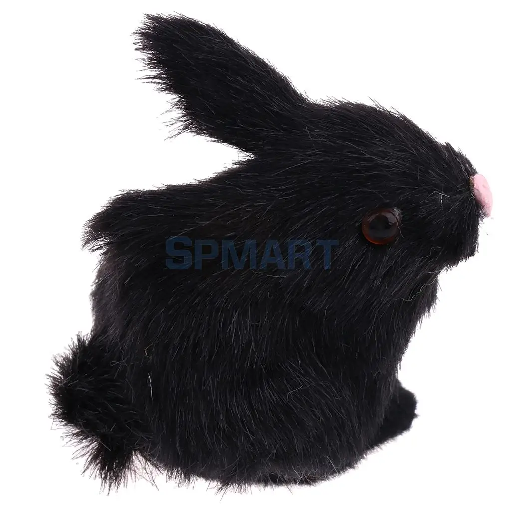 Lifelike Simulation Plush Stuffed Rabbit Hare Bunny Animals Model Figure Plush Figures Soft Toy Home Decoration Black