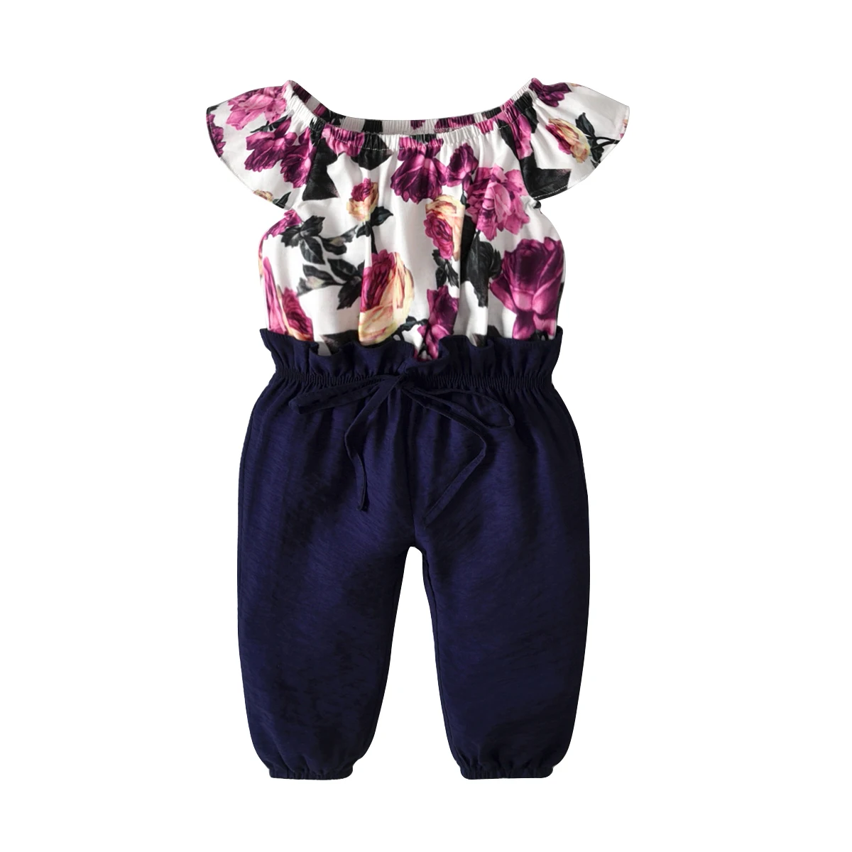 

1-7Y Toddler Kids Baby Girl Summer Ruffles Sleeve Floral Patchwork Loose Princess Girls Romper Jumpsuit Tracksuit Outfit Sunsuit