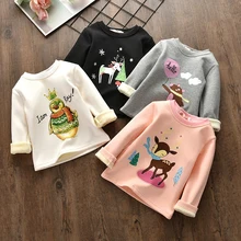 New autumn and winter plus velvet thickening of the girl’s clothes sweater small girl baby warm jacket long-sleeved shirt 24M-6T