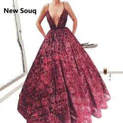 Бордовое вечернее платье сексуальные платья для выпускного вечера глубокий v-образным вырезом Спагетти Свадебное платье без спинки цветок