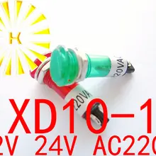 XD10-1 сигнальные лампы красный зеленый цвет: желтый, 12 V 24 V AC220V 10 мм Пластик мини-индикатор света Мощность светодиодный Диод x 100 шт