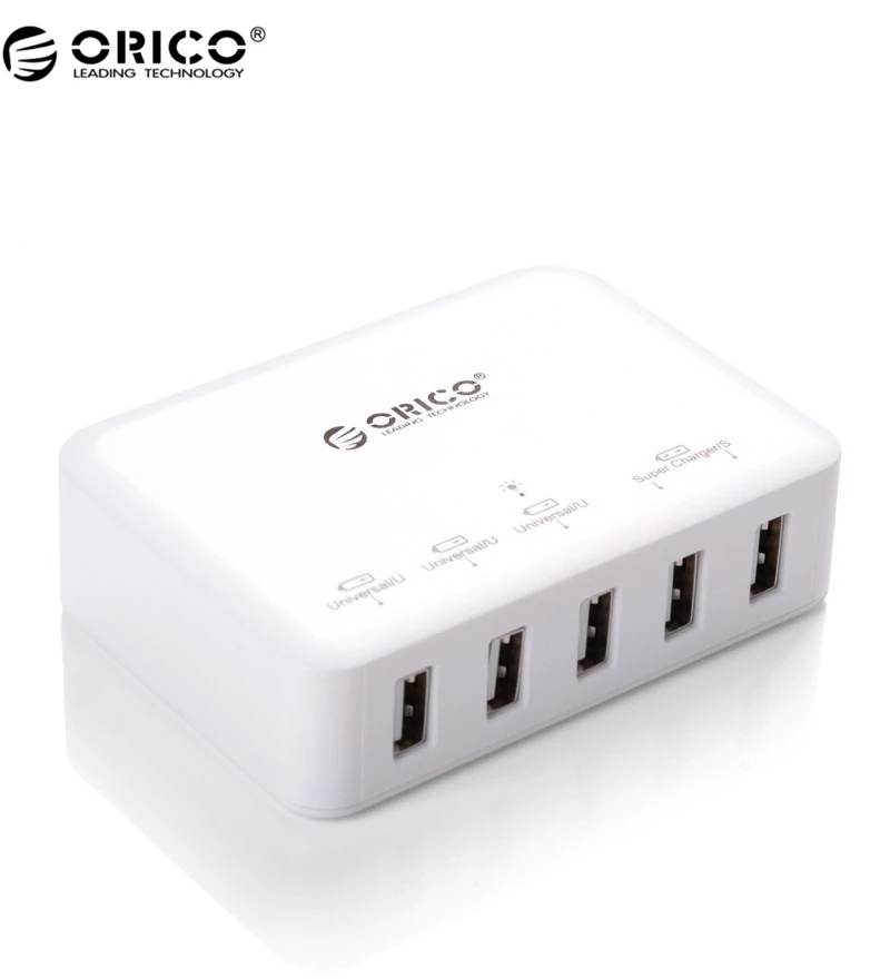  ORICO Portable 5 Port Micro USB Super Charger For Your Phone/Pad/ iphone 7/6s/6 - White / Black(DCAP-5S) 