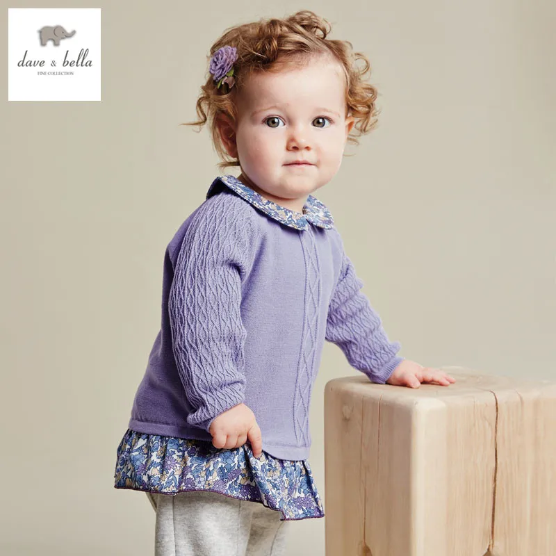 DB2216 dave bella spring autumn baby girls peter pan collar sweater