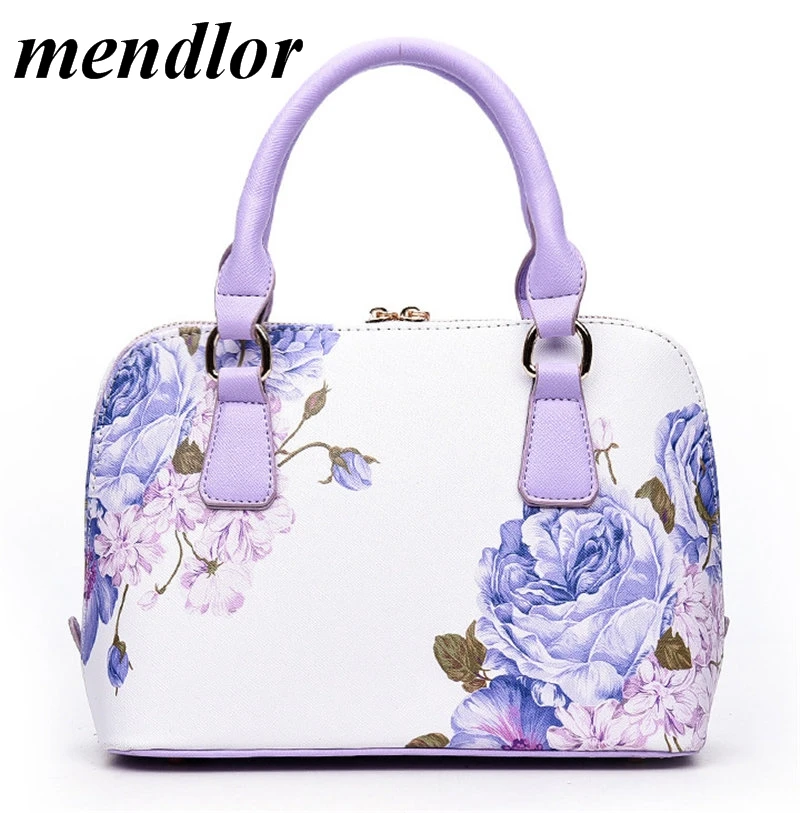 Women's Leather Handbag Practical Female Handbag Flower Combination New ...