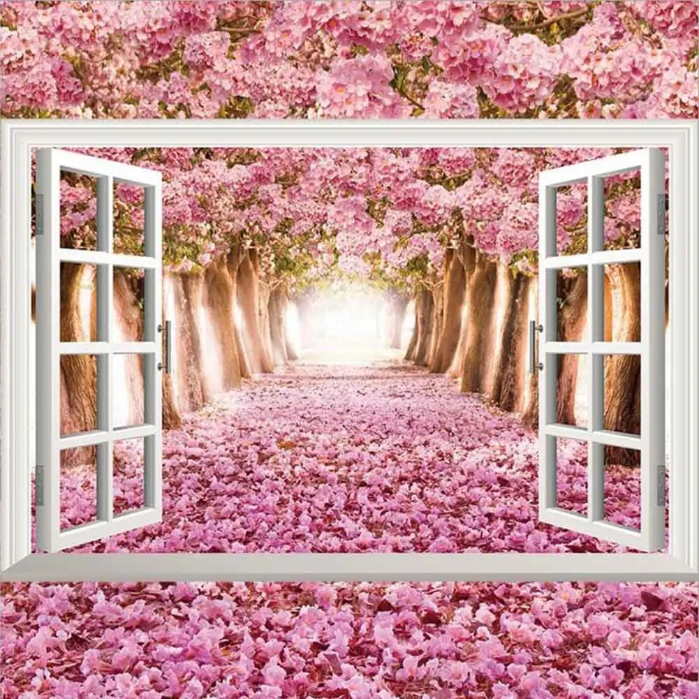 

4pcs 3D Wall Sticker Simulation Fake Window Landscape Removable For Home Office 2018ing
