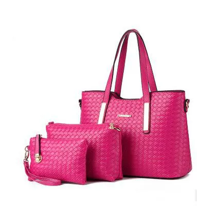 

Genuine Leather Women Handbags 2018 New Female Bag Tide Woven Pattern Lash Three Piece Suit Bag Crossbody Shoulder Handbag