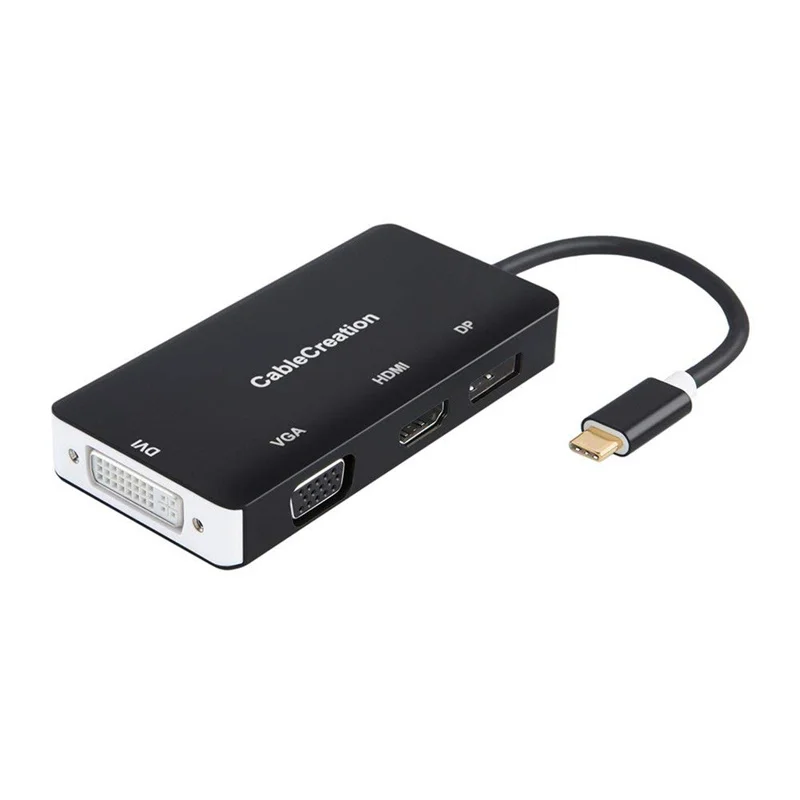 4 в 1 USB-C type C к HDMI 4 K+ DP 4 K+ DVI+ VGA адаптер, Thunderbolt 3 совместимый, Мужской к женскому, DP Alt режим