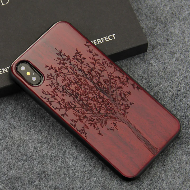 Wood Case for iPhone X 7 8 Plus Luxury Shockproof Drop Proof Slim Flexible Bumper Protective Cover Cases 7+ |