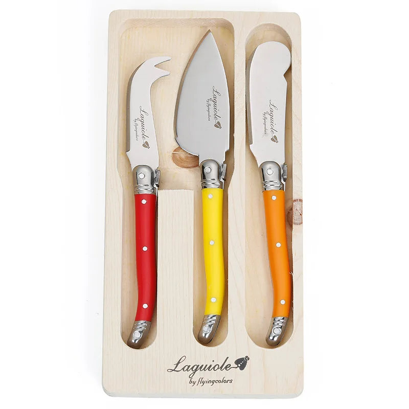 3pcs Mix in Box 3 шт., стиль Laguiole, устройство для розлива масла, нож для джема, резак, черные, красные, радужные ножи для сыра, скребок, слайсер, резак, 15.9cm5.9'' - Цвет: 3pcs Mix in Box