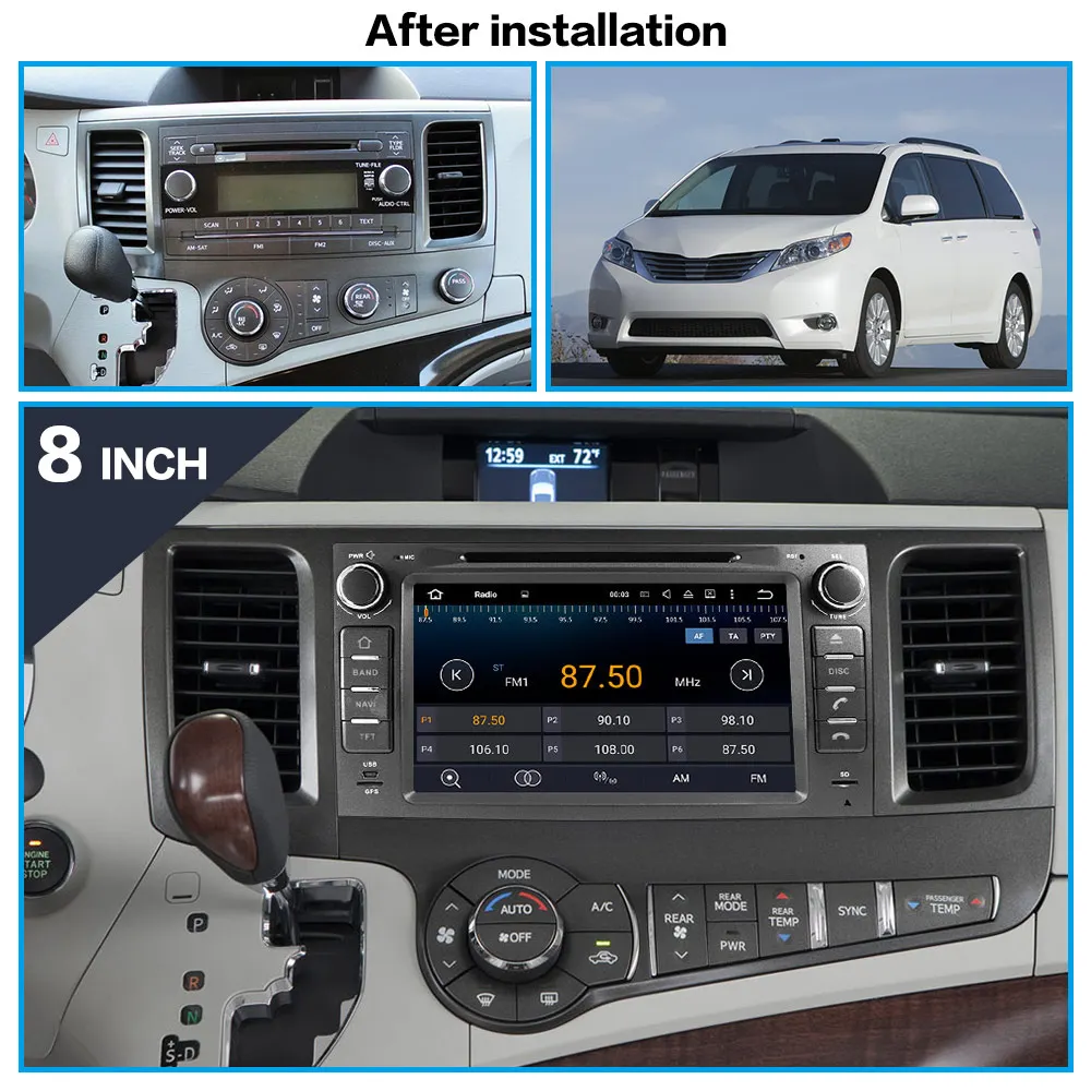 Car DVD Player GPS Navigation For Toyota Sienna 2010 2015 Car Audio