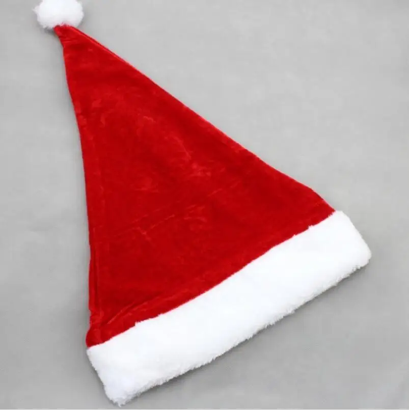 Christmas Hat Adult Christmas Party Cap Red Plush Hat Santa Claus Costume Decoration Gift 1pcs