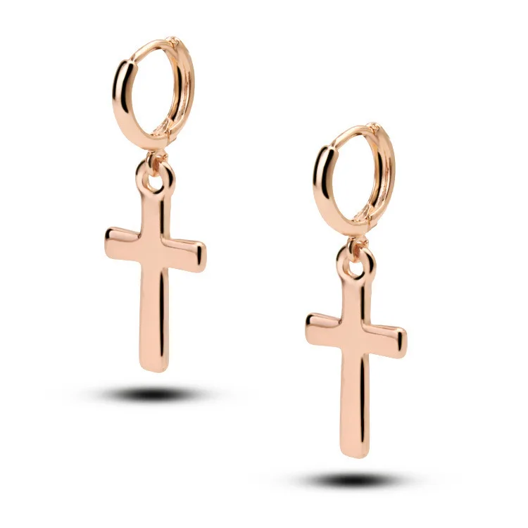 

Fashion Simple Style Golden/Silvery Color Cross Drop Dangle Earring Earrings Upper Ear Cartilage Piercing Earrings Women Jewelry