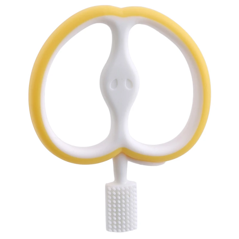 Детский Прорезыватель для зубов в форме яблока, зубная щетка для ухода за ребенком, Силиконовая зубная щетка, новинка - Цвет: Цвет: желтый