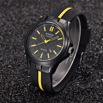 

XINEW Brand Original Silicone Strap Sports Watches Men Date Calendar Quartz Watch Clock Male Relogio Masculino 2018 esportivo