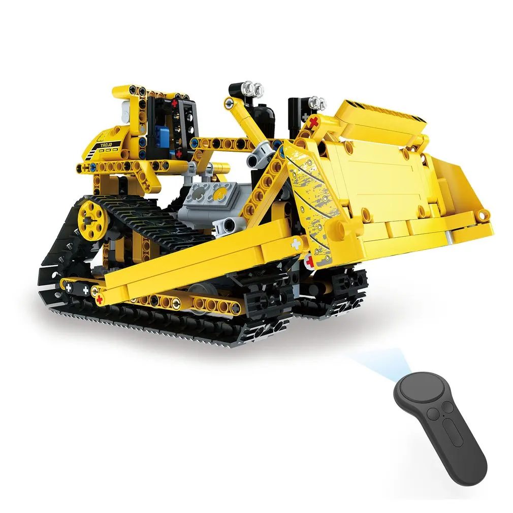 

2.4G 4H 535pcs DIY Building Block RC Crawler Bulldozer Truck Electric RC Car USB Charging For Kids Construction Vehicle Toy Gift
