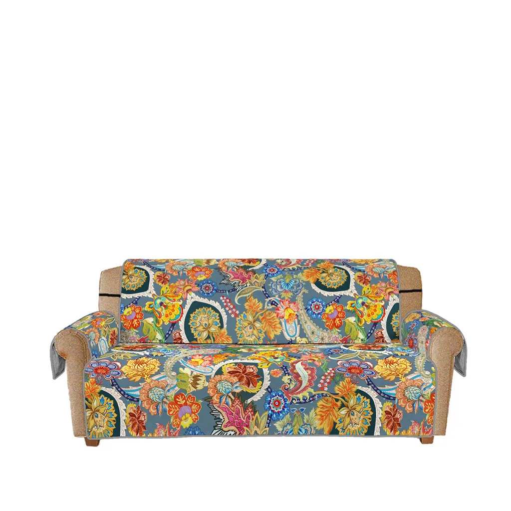 

Bohemian Style Anti-Slip Quilted Sofa Cover Throw Pet Dog Kids Mat Furniture Washable Removable Protector 1/2/3 Seat 5.6