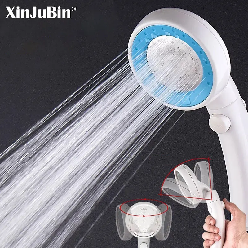 

Xinjubin ABS high pressure rain bath hand shower sprayer 360 rotation water saving boost handheld shower head with stop switch