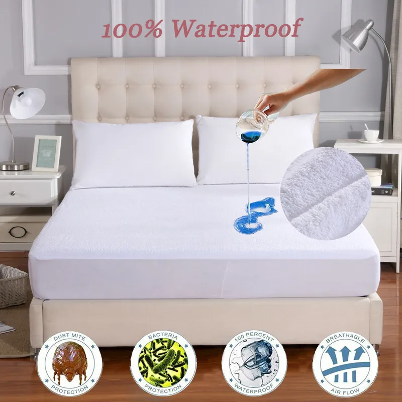 IRoyal All Size Cotton Terry Mattress Cover Elastic Bed Sheet Waterproof Bed Cover For Foam Matress Cover For Bed Protector (3)