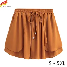 Summer 2018 Women Shorts Skirts Plus Size S - 5XL Women's Mini Chiffon Shorts High Elastic Waist Slim A Line Short feminino