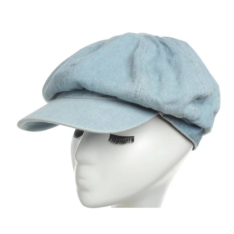 

Octagonal Cap Hats For Women Men Winter Pure color Denim Newsboy cap Classic Fashion Foldable washing Octagonal Cap