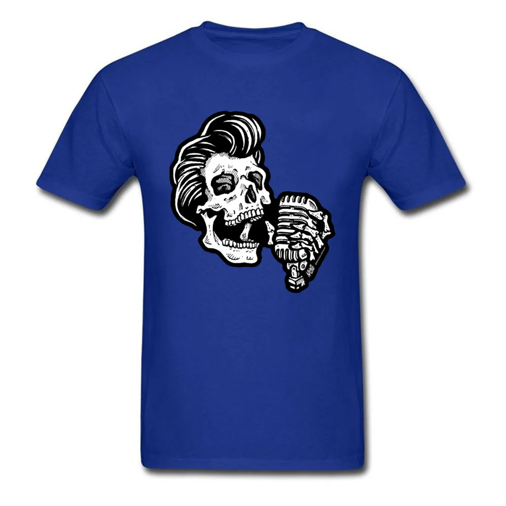 Rockabilly Greaser Skull Pure Cotton Family Tops Tees Funny Short Sleeve Men T Shirts Casual Summer Tee Shirts Crew Neck Rockabilly Greaser Skull blue