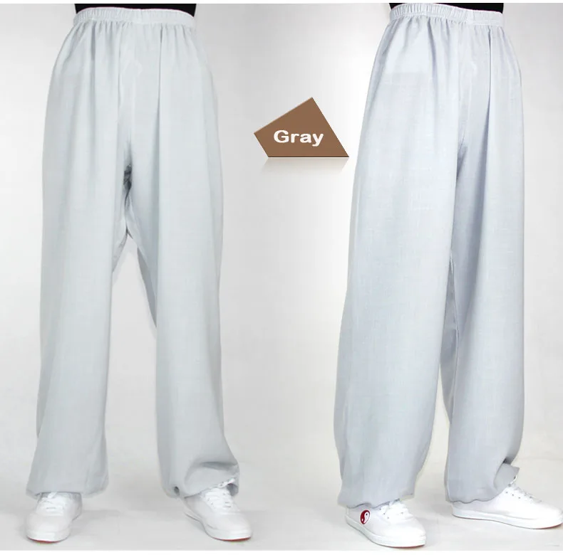 Классический хлопок и лен Брюки для девочек шаровары Йога Костюмы тай чи кадриль