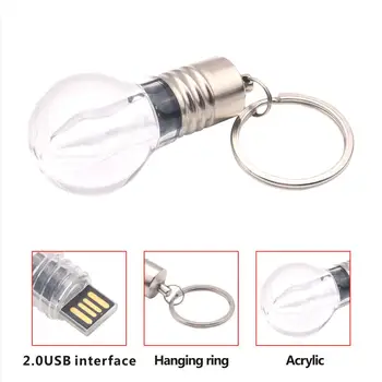 

128M/2/8/16/32/64G USB 2.0 LED Light Bulb U Disk Memory Flash Drive Key Chain Custom Logo