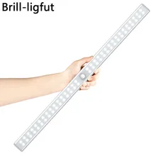 20/36/64LEDs USB Rechargeable LED Under Cabinet Light PIR Motion Sensor Cabinet Closet Night Light for Wardrobe Cupboard Kitchen