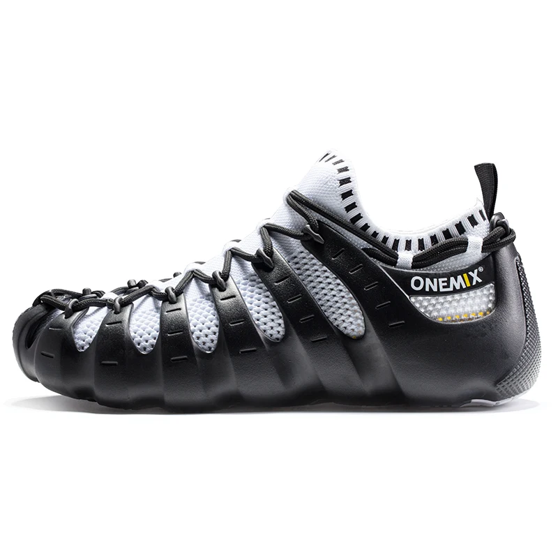 black white shoes ONEMIX, мужская и женская прогулочная обувь, светильник, мягкая резиновая подошва, повседневная многофункциональная дышащая обувь для бега, быстросохнущие носки - Цвет: black white shoes
