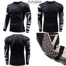 Новейшая брендовая одежда FUTUREOX с 3D принтом, компрессионная Мужская спортивная одежда с цветочным принтом, длинным рукавом, для бега, фитнеса, спортивная одежда