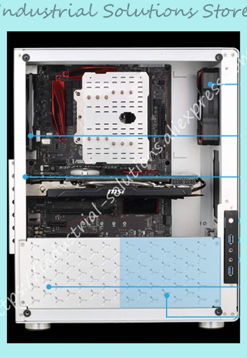 Чехол U4 блок питания ATX Алюминий шасси толщиной 5 мм закаленное стекло боковые панели компьютера