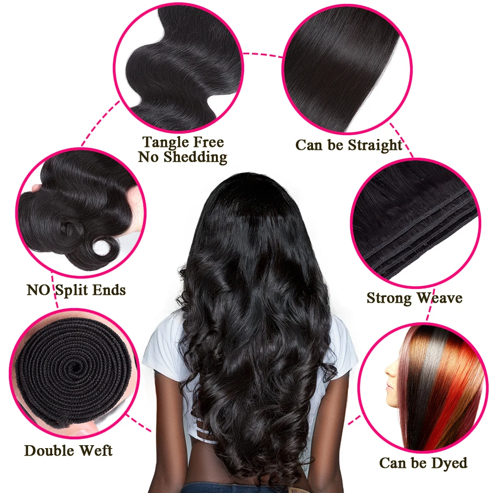 Queen Hair Body Wave Bundles With Closure 4 Bundles Malaysian Remy Wave Hair With Closure Natural Color Closure With Bundles Queen Hair Body Wave Bundles With Closure 4 Bundles Malaysian Remy Wave Hair With Closure Natural Color Closure With Bundles