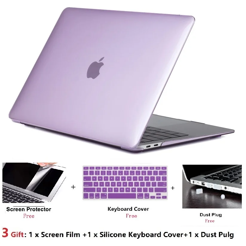 Кристальный чехол для ноутбука+ чехол для клавиатуры+ пленка для экрана+ пылезащита для 11 12 13 15 дюймов Apple Macbook Air Pro retina TouchBar A2159 A1932