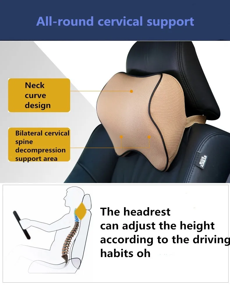 3D дышащая Автомобильная подушка для шеи подголовник подушка для шеи память хлопок поддержка для автомобильных сидений аксессуары для