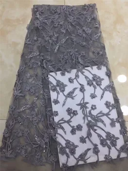 

Beads African lace fabric embroidered french tulle lace fabric latest arrival BZL-12.235 hot sale 5 yards