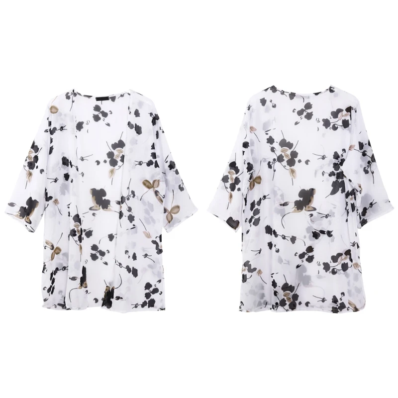

New Arrival Print Swimwear Ladies Medium length Beach Cover up Walk on The Beach